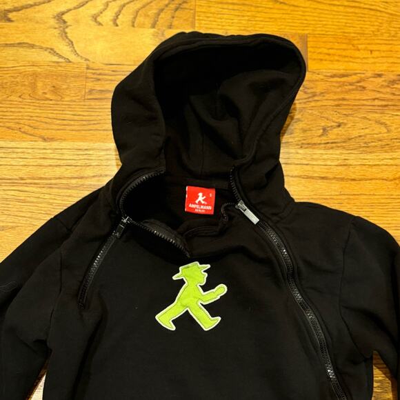AMPELMANN DEMONSTRANT Hoodie Women's Small Black Pedestrian Red Green Man Zip - Picture 3 of 15